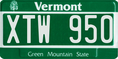 VT license plate XTW950