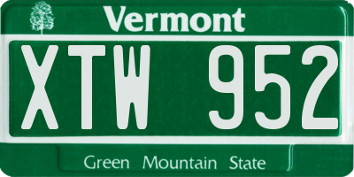 VT license plate XTW952