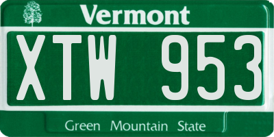 VT license plate XTW953