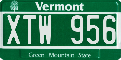 VT license plate XTW956