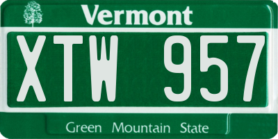 VT license plate XTW957