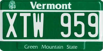 VT license plate XTW959