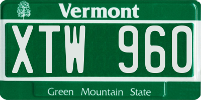 VT license plate XTW960