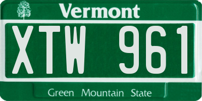 VT license plate XTW961
