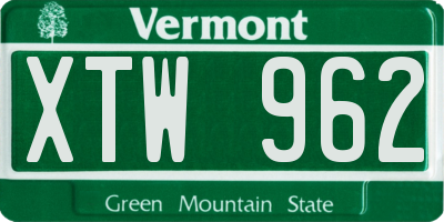 VT license plate XTW962