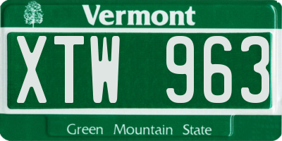VT license plate XTW963