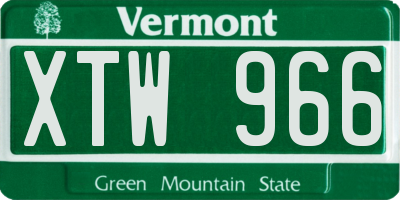 VT license plate XTW966
