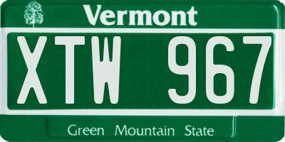 VT license plate XTW967