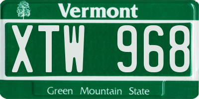 VT license plate XTW968