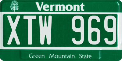 VT license plate XTW969