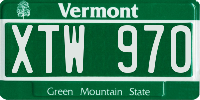 VT license plate XTW970