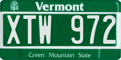 VT license plate XTW972