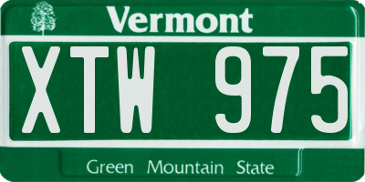 VT license plate XTW975