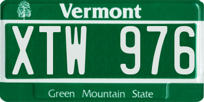 VT license plate XTW976