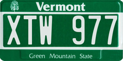 VT license plate XTW977