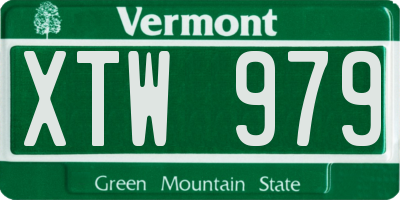 VT license plate XTW979