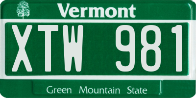 VT license plate XTW981