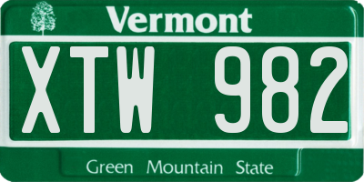 VT license plate XTW982