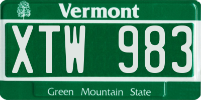 VT license plate XTW983