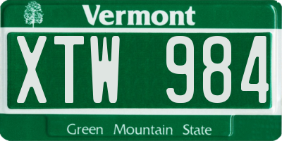 VT license plate XTW984