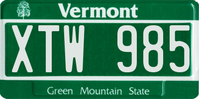 VT license plate XTW985