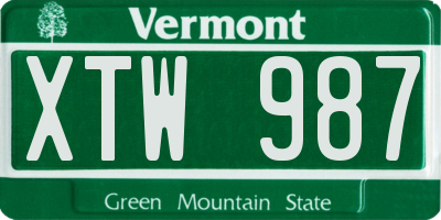 VT license plate XTW987