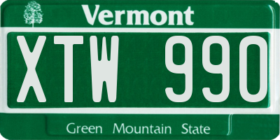 VT license plate XTW990