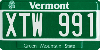 VT license plate XTW991