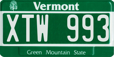 VT license plate XTW993