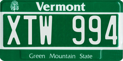 VT license plate XTW994