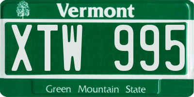 VT license plate XTW995