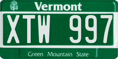 VT license plate XTW997