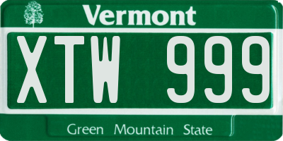 VT license plate XTW999