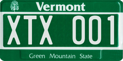VT license plate XTX001