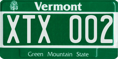 VT license plate XTX002