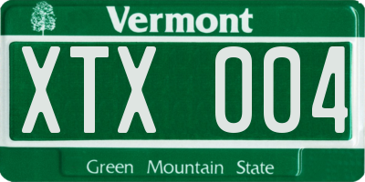 VT license plate XTX004
