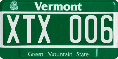 VT license plate XTX006