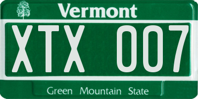 VT license plate XTX007