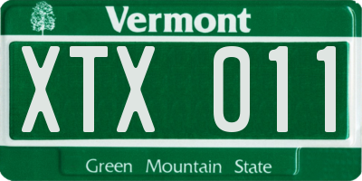 VT license plate XTX011