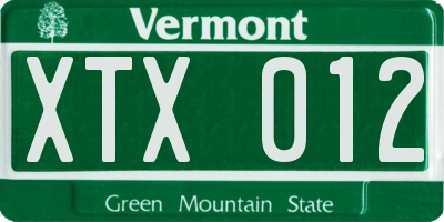 VT license plate XTX012