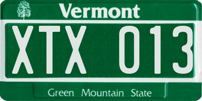 VT license plate XTX013