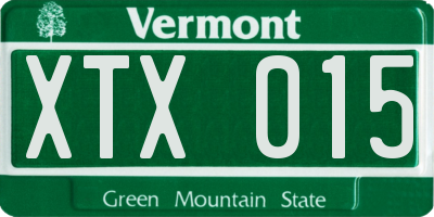 VT license plate XTX015