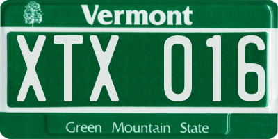 VT license plate XTX016