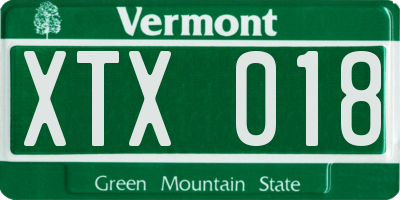 VT license plate XTX018