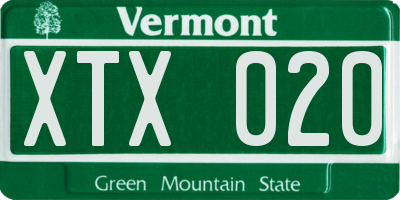 VT license plate XTX020