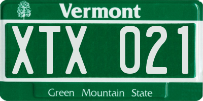 VT license plate XTX021