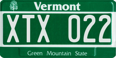 VT license plate XTX022