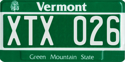 VT license plate XTX026