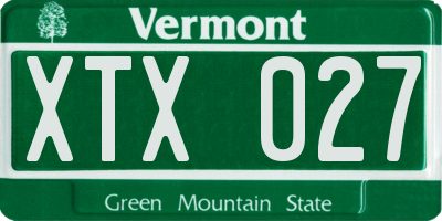 VT license plate XTX027