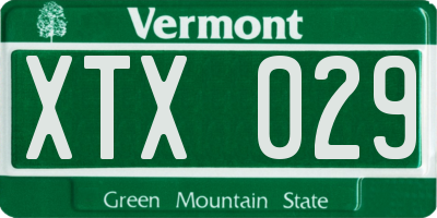 VT license plate XTX029